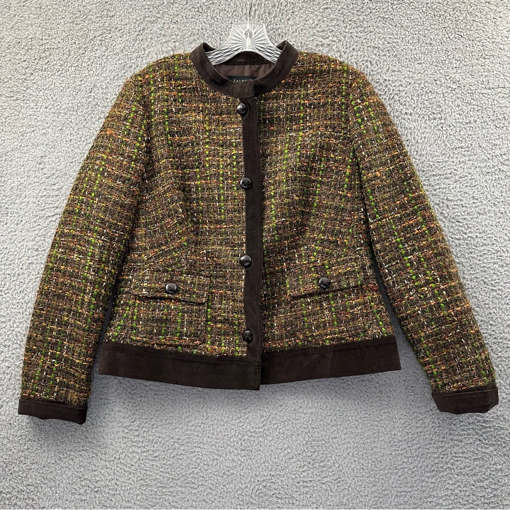 Talbots‎ Tweed Blazer Brown Multi Y2K Dark Academia Retro Career Preppy Women 10